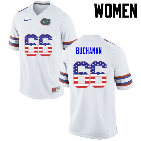 Florida Gators Women #66 Nick Buchanan College Football Jersey USA Flag Fashion White